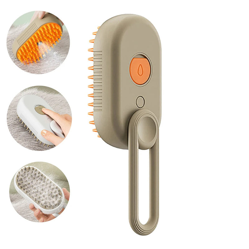 Steamy Pet Grooming Brush: 3-in-1 Electric Spray Comb for Cats and Dogs